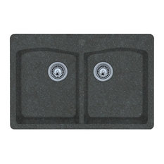 Swan 33x22x9.063 Granite Kitchen Sink, 1-Hole, Nero