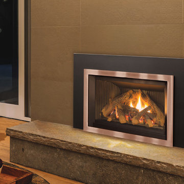 E30 Gas Fireplace - HD Log Set, Fluted Liner, and AC Borderview Surround