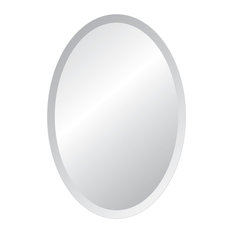 Oval Frameless Mirror with Polished Beveled Edges, 22"x30"