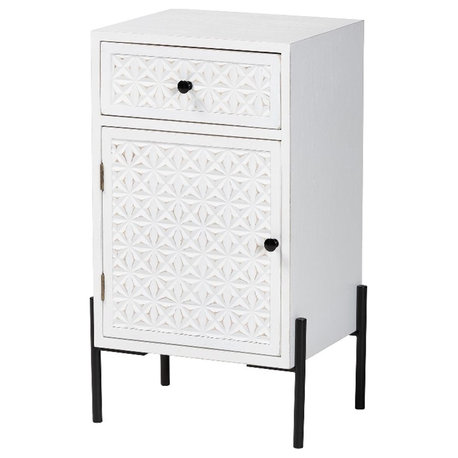 Pemberly Row 1-Drawer Wood/Metal Storage Cabinet in White/Black