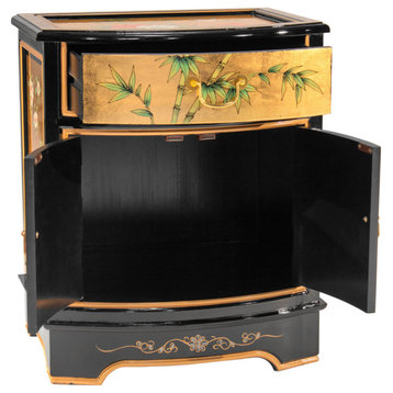 Gold Lacquer End Table Birds and Flowers