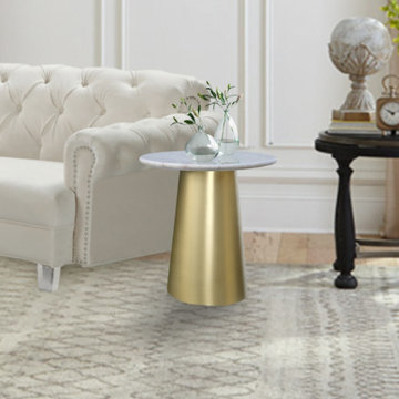Meridian Gold Sorrento End Table - Marble/Metal