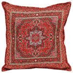 Bareen's Designer Rugs - Moroccan Sultan Decorative Throw Pillow, Red - Embellish your home with this timeless casual chic Turkish decorative throw pillow. Handmade Jacquard woven on heavy Chenille fabric in a Turkish classic design inspired by an antique oriental tapestry, these exquisite pillows are a perfect addition to any decor. Made in a beautiful vibrant color pallet these beautiful pillows are double sided with a beautiful repetitive geometrical, naturalistic floral and traditional pattern. Masterfully artisan-crafted with a contemporary fashion palette producing bold intricate sharp patterns makes these decorative pillows a standout piece in any decor.