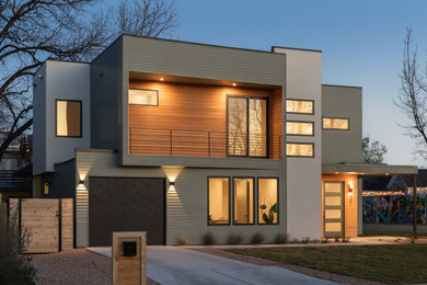 Mid-sized trendy two-story exterior home photo in Austin