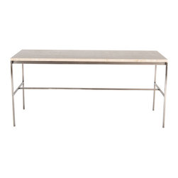 Tucker Travertine Top Console Table - Console Tables
