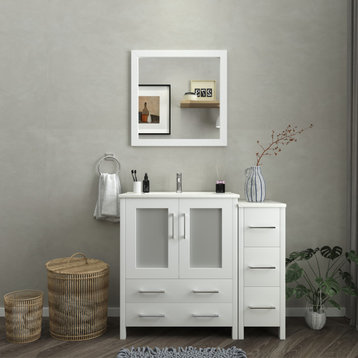 Vanity Art Single-Sink Vanity Set With Ceramic Top, 42", White