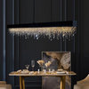 Gold/Chrome/Black Modern Rectangle Chandelier for Dining Room, Black, L39.4"