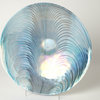 Ivory Turquoise Feather Swirl Oval Bowl Natural, Large