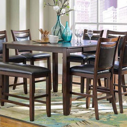 Coaster 8-Piece Cherry Leaf Counter Height Table Set with Bench - Furniture