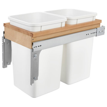 Wood Top Mount Pull Out Double Trash/Waste Container, 11.75", 27 qt./6.75 gal