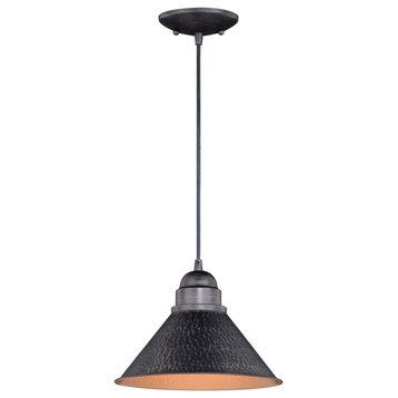 Outland 10" Outdoor Pendant Light Aged Iron and Light Gold