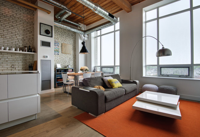 Industrial Living Room by Andrew Snow Photography