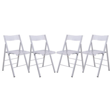 LeisureMod Menno Modern Acrylic Folding Chair, Set of 4, Clear, MF15CL4