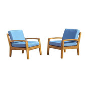 Outdoor Club Chair in Teak Finish - Set of 2