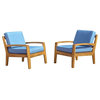 Outdoor Club Chair in Teak Finish - Set of 2