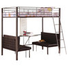 Twin Metal Bunk Loft Bed With Adjustable Seat Desk and Attached Ladder