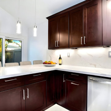 Modern Irvine Kitchen: Espresso & Quartz Detail
