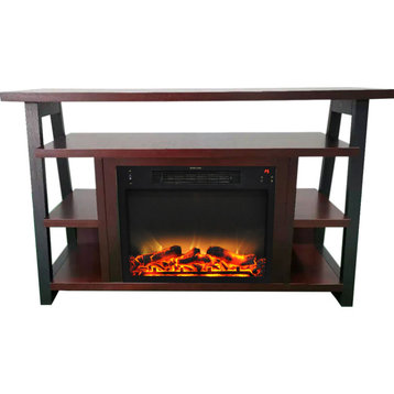 32" Industrial Chic Electric Fireplace Heater, Mahogany