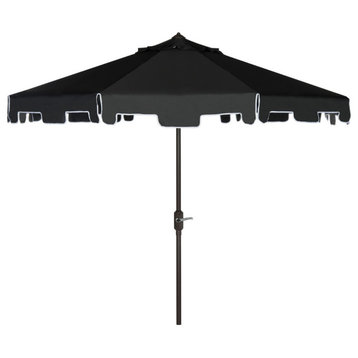 Safavieh Zimmerman Market Outdoor Umbrella With Flap, Black