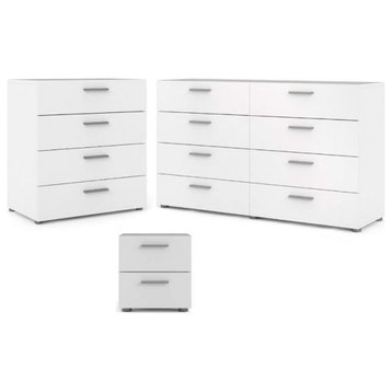 Tvilum Canada 3 Piece Bedroom Set with 2 Dressers and a Nightstand in White