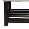 Upholstered Bench, Dark Walnut Birch Wood Frame & Tufted Seat, Beige Fabric