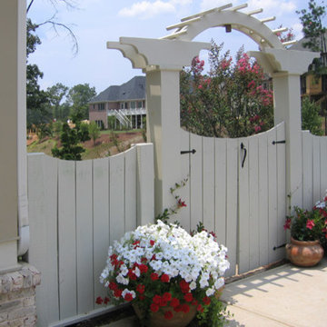 Cypress Arbor gate entrance and Pots