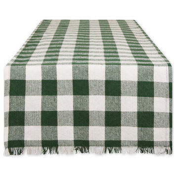 Mineral Heavyweight Check Fringed Table Runner 14X72