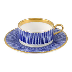 The New English - The New English Benday Cobalt Mocha Cup and Saucer - Dinnerware