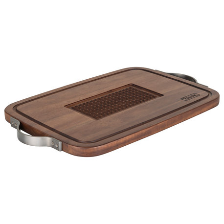 Viking Acacia Carving Board With Juice Well and Metal Handles, 23"x14"x1.0"