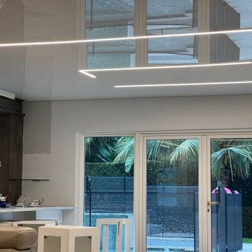 LED Lights and Glossy Stretch Ceiling - Home Renovation