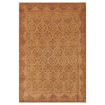 Bareens Designer Rugs - Oriental Ziegler Ida Green Tan Hand-Knotted Wool Rug - 8'5'' x 12'8'' - Enhance the ambiance of your home with this magnificent Persian-influenced Turkish hand-knotted rug made by skilled artisans capable of creating the most exceptional vegetable dyes and hand-spun wool. This exquisite handmade rug is a one-of-a-kind Peshawar Kafkaz, otherwise identified as Chobi, Chobi Peshawar, Oushak, or Ziegler rug. These handmade rugs are crafted in Pakistan utilizing superior-quality wool imported from Australia, New Zealand, and Korea in two types of weaves: the Persian weave and the Mori weave. This rug is meticulously crafted by hand using the finest natural vegetable dyes extracted from local plants. The artisans use a blend of hand-spun local and fine merino wool, resulting in a rug with a compelling texture, higher lanolin content, and longer staple. The artisans occasionally incorporate natural or artificial silk into the pile to enhance specific motifs. The finished product is an awe-inspiring execution of flawless design and an understated palette that exudes elegance.
