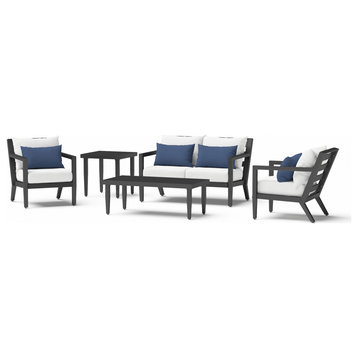 Thelix 5 Piece Sunbrella Outdoor Patio Seating Set, Bliss Ink