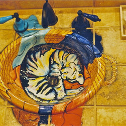 Roman Shower Design with Cats - Artwork