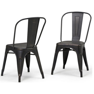 Pemberly Row Modern Metal Dining Side Chair in Black (Set of 2)