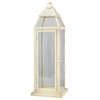 Serene Spaces Living Antique White Metal Lantern With Glass Panels, Large