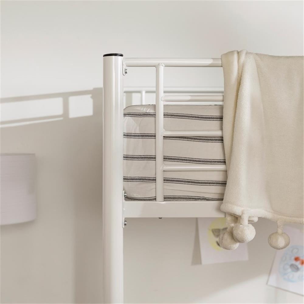 Integrated Laders Pemberly Row Metal 2 Integrated Ladders Full Loft Bed in White ...