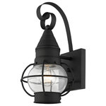 Livex Lighting - Newburyport 1-Light Wall Lantern, Black - The Newburyport outdoor wall lantern boasts classic nautical and railway styling with a beautiful hand blown clear glass globe and a black finish over the solid brass construction.