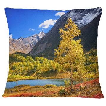 Beautiful Kamchatka Mountains Landscape Printed Throw Pillow, 18"x18"