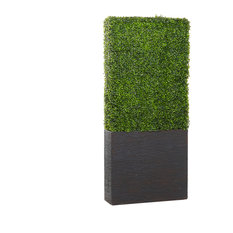 Rectangular Green Polyethylene Box wood Hedge with Gray Planter, 29" x 66"