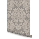 Accentuwall - Classic Damask Peel and Stick Vinyl Wallpaper, Dark Gray, 24"w X 60"h - Classic Damask peel & stick vinyl wallpaper. This re-positionable wallpaper is designed and made in our studios in New Jersey. The designs are printed onto an adhesive backed vinyl that can be removed, repositioned and reused over and over again. They do not leave any residue on your walls and are ideal for DIY room makeovers without the mess and headaches of traditional wallpaper.