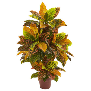 39" Croton Artificial Plant, Real Touch