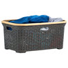 Laundry Hamper, 50-liter Wicker Style Basket with Cutout Handles, Brown Color.
