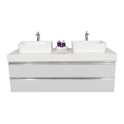 Genoa 72" Floating Double Sink Vanity Set - Bathroom Vanities And Sink Consoles
