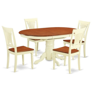 5-Piece Dining Table With Leaf And 4 Wood Kitchen Chairs