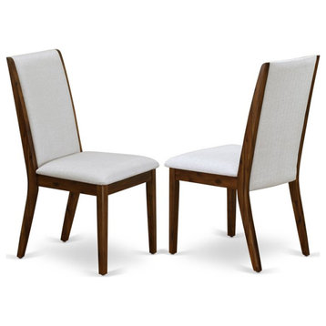 East West Furniture Lancy 39" Fabric Dining Chairs in Walnut/Gray (Set of 2)