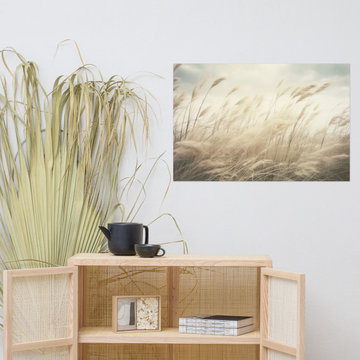Vintage Beach Artwork: Coastal Serenade Sea Grass Subdued Retro Photorealism