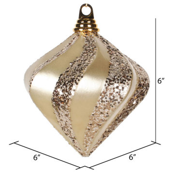 Vickerman M133238 6'' Champagne Candy/Glitter Swirl Diamond Christmas Ornament
