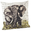 Unique Elephant Postcard Design Down Fill Cotton Throw Pillow