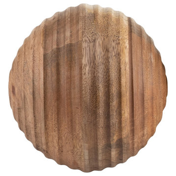 6" Wooden Orb With Ridges, Natural