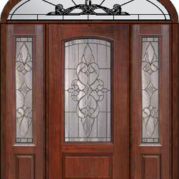 Prehung Sidelights-Transom Door 80 Fiberglass Courtlandt Arch Lite - Front Doors